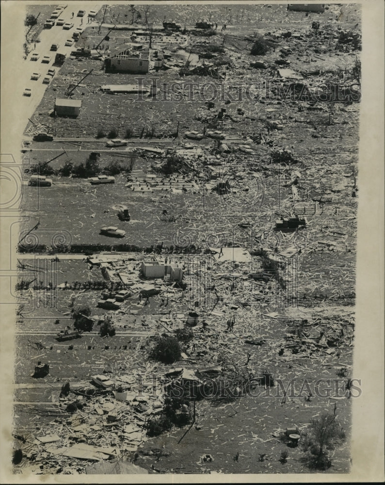 1964 Press Photo Hurricane Hilda - Aerial View Devastation in Larose, Louisiana-Historic Images