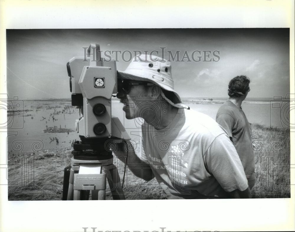 1992 Hurricane Andrew - John Dingles Surveys Barrier Island in Gulf - Historic Images