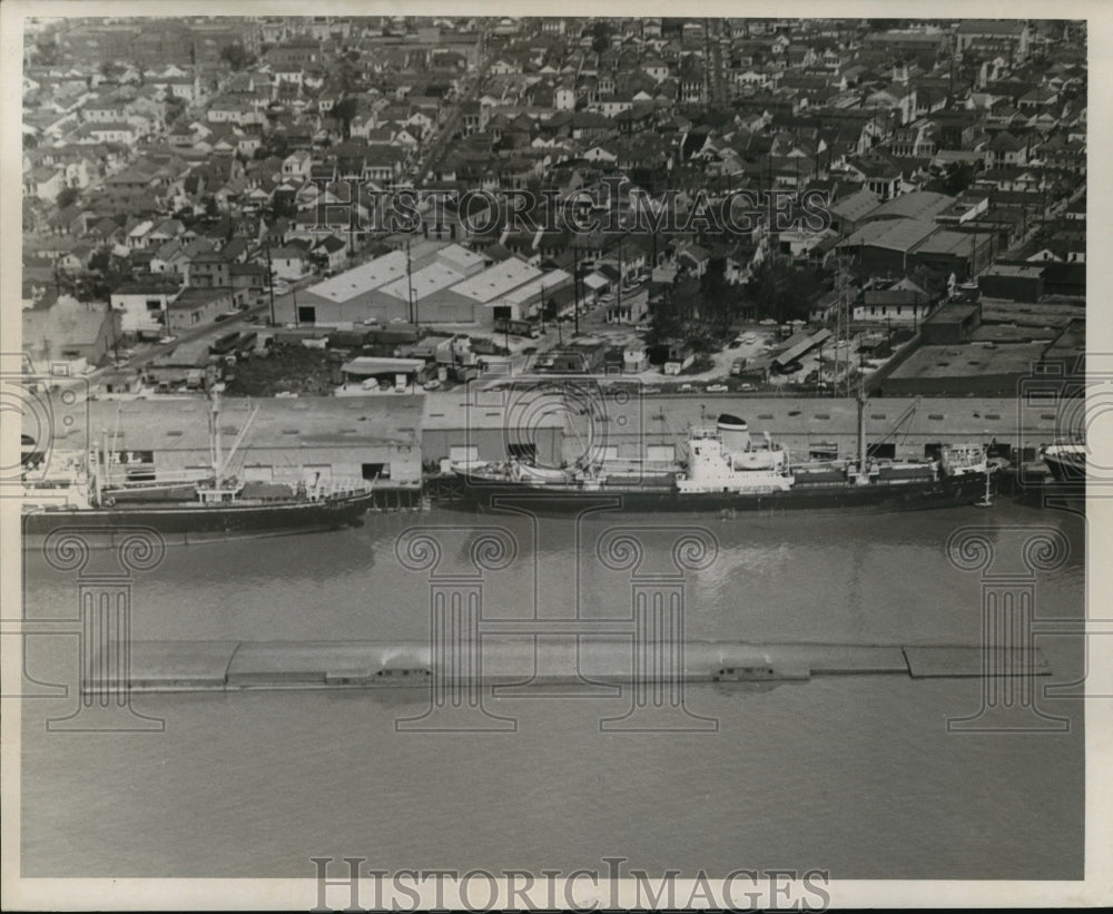 1965 Hurricane Betsy- Aerial view of Almonaster Wharf. - Historic Images