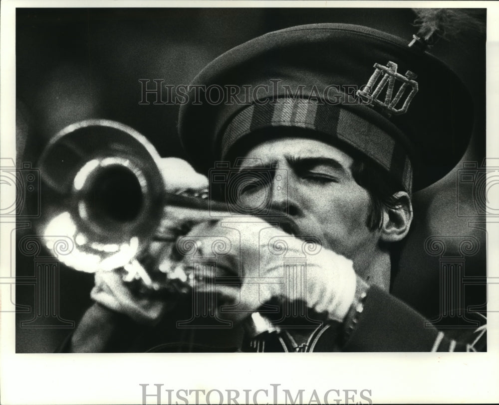 1981 Press Photo Sugar Bowl - Notre Dame band member playing at the game. - Historic Images