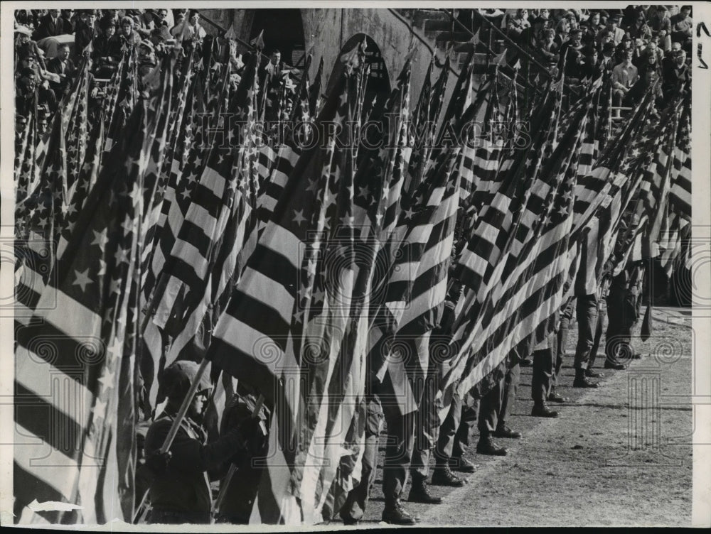 1969 Press Photo Sugar Bowl - University of Arkansas Band with Sea of Flags - Historic Images