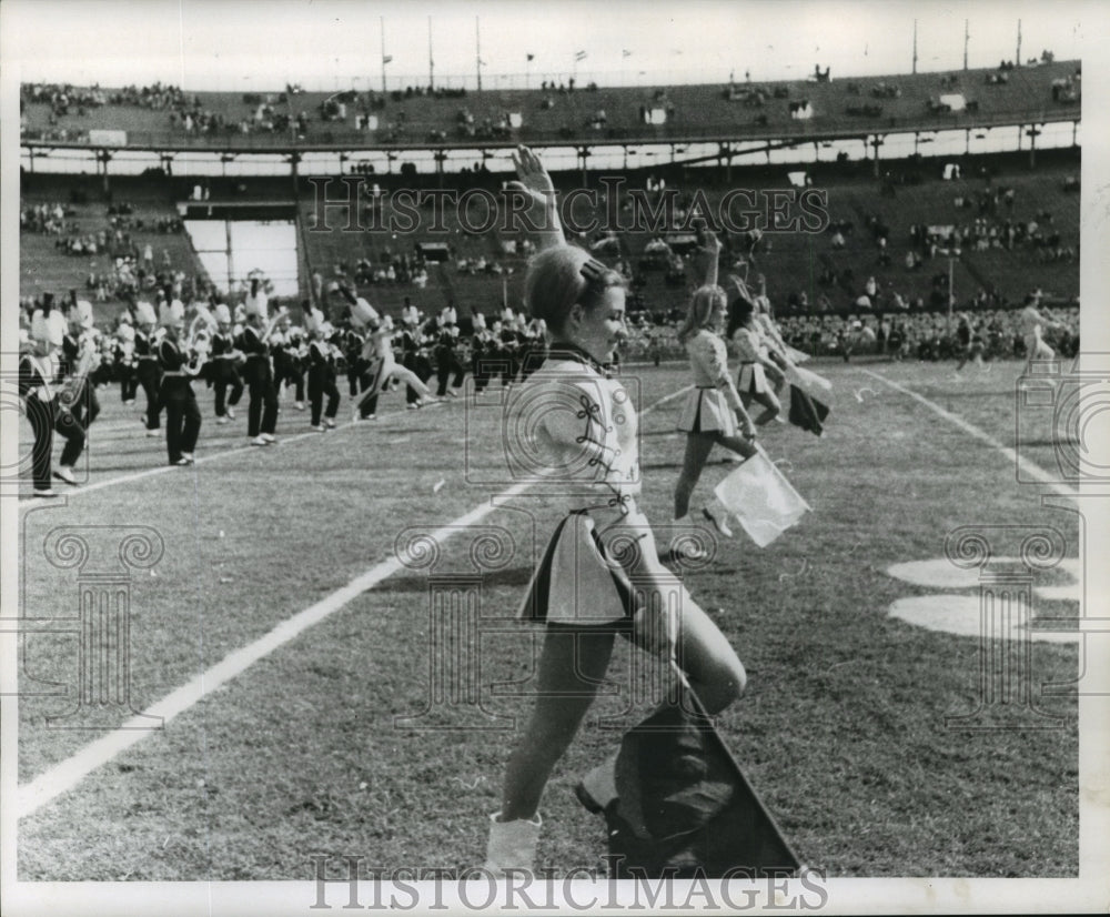 1969 Press Photo Sugar Bowl- Flag Girls lead band at Sugar Bowl. - noa02454 - Historic Images