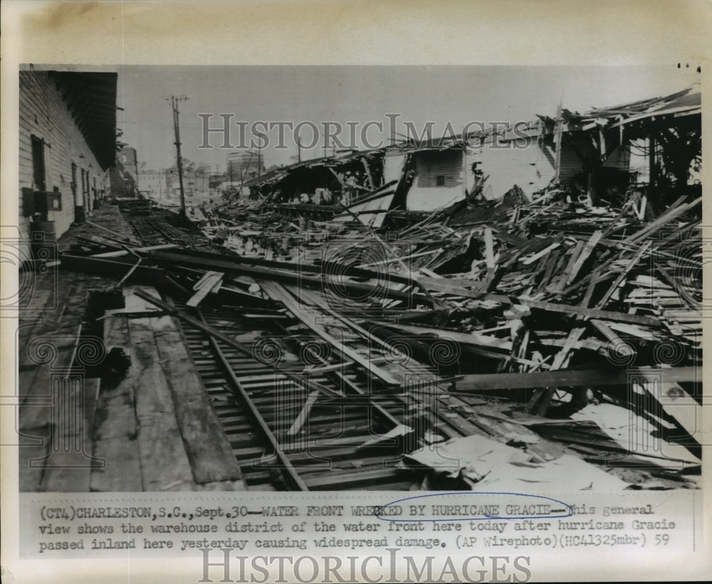 1959 Hurricane Gracie- General view shows warehouse district. - Historic Images