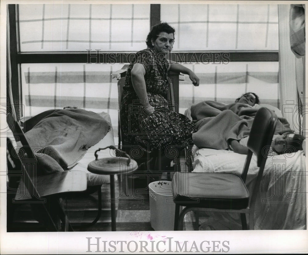 1964 Hurricane Hilda - Evacuated Family Resting on Cots-Historic Images