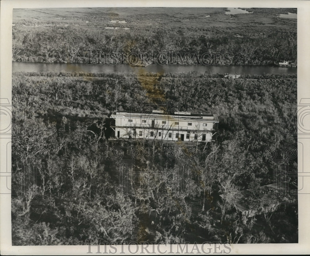 1965 Hurricane Betsy - A seismograph boat lost in the marsh. - Historic Images