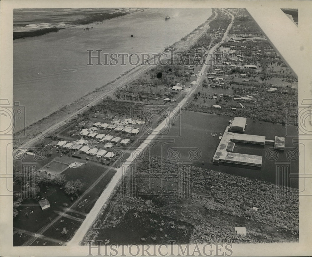 1965 Hurricane Betsy - View of flooding in Good Harbor, Louisiana. - Historic Images