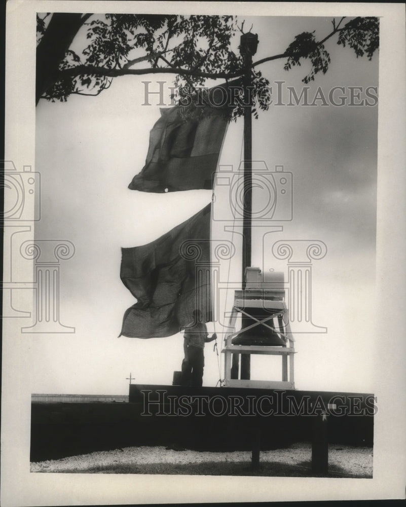 1957 Hurricane Audrey- Winds picking up. - Historic Images