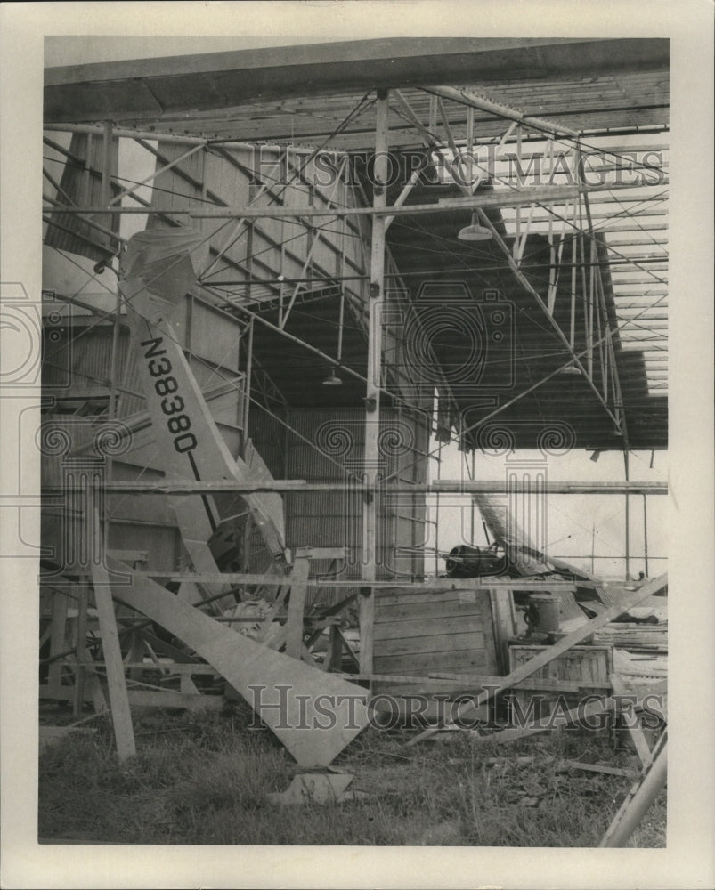 1957 Hurricane Audrey Demolished hanger at Lake Charles Airport. - Historic Images