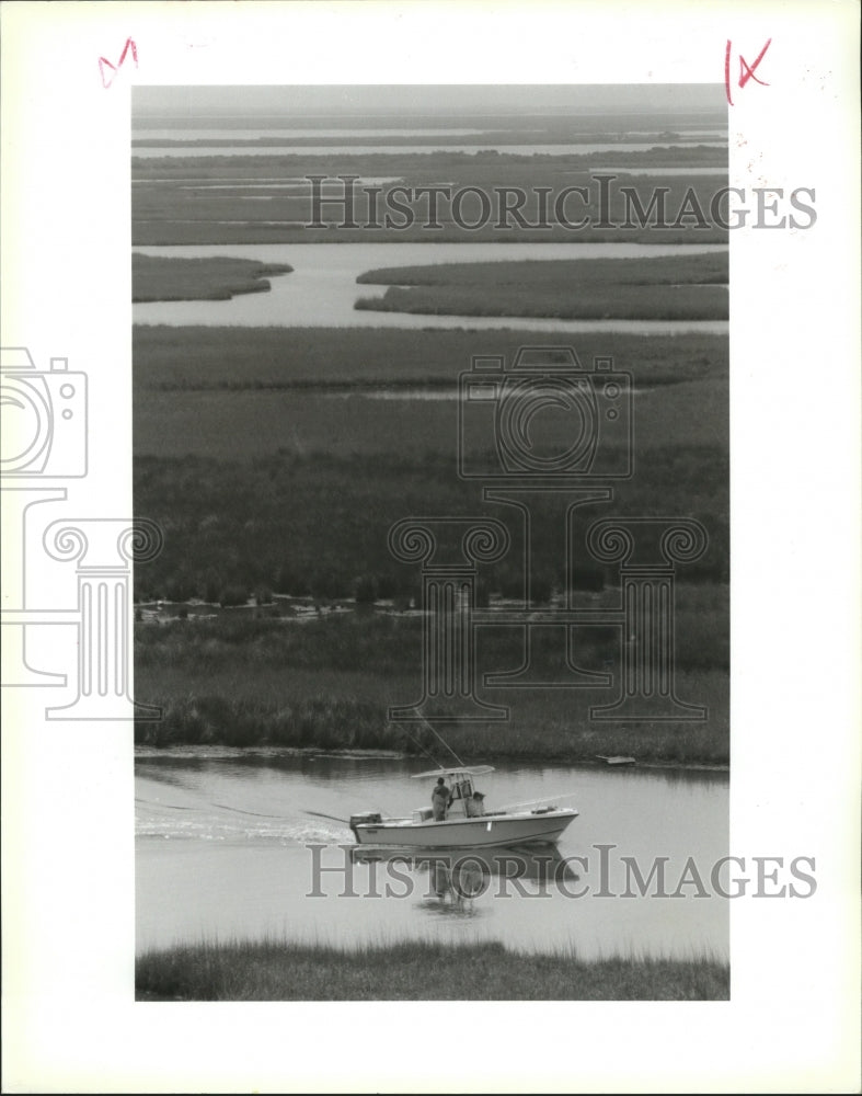 1992 New Orleans - Fishing Boat Heads into Wetlands - Historic Images