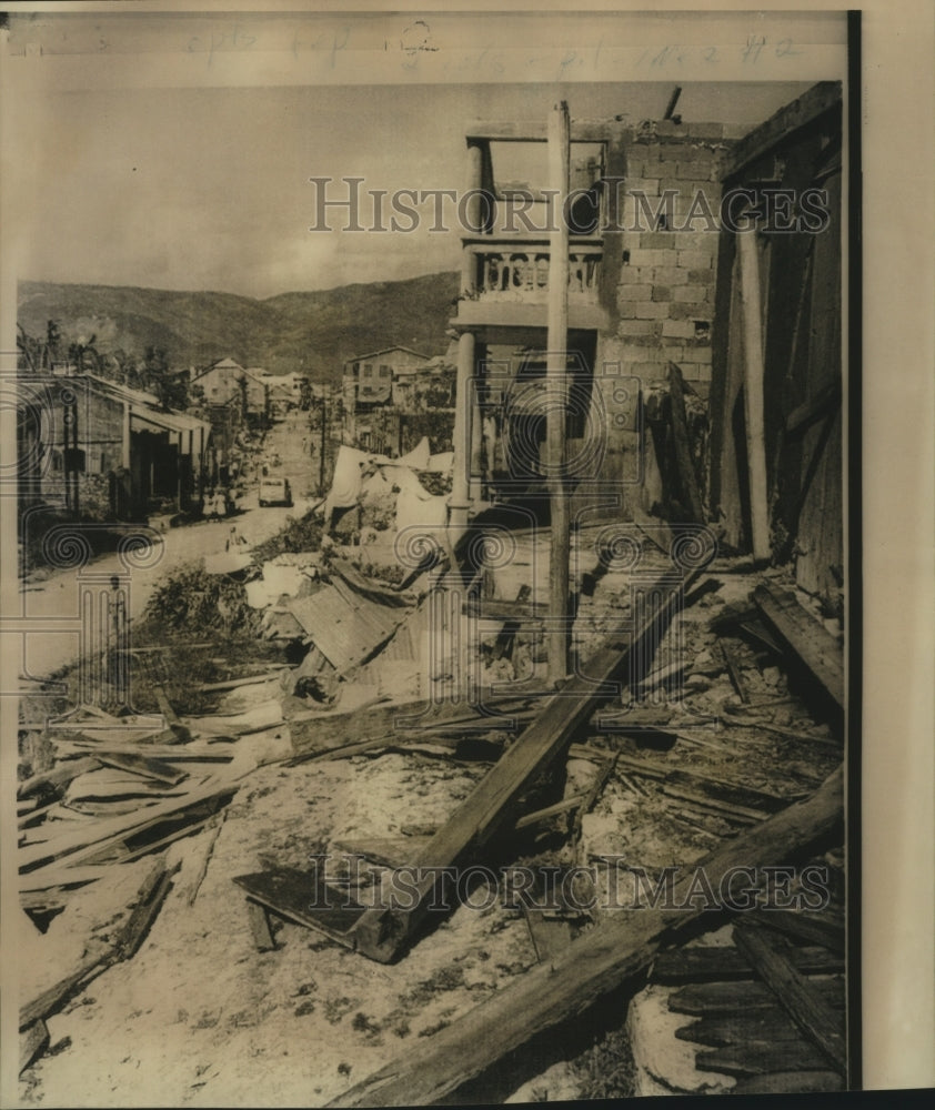 1966 Hurricane Inez-  Jacmel, Haiti, street littered with debris - Historic Images