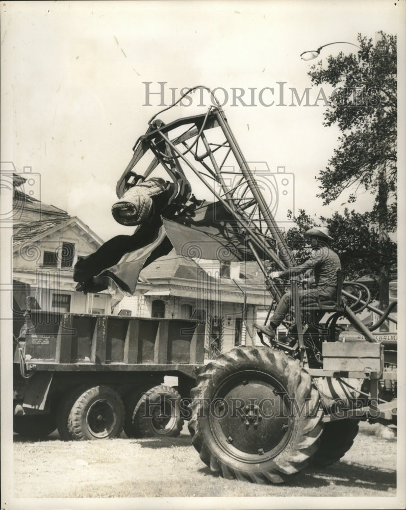 1965 Hurricane Betsy- Flood Control subcommittee tractor at work - Historic Images