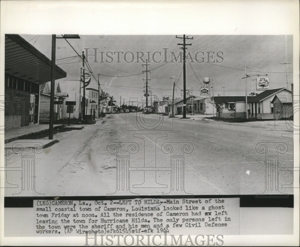 1964 Hurricane Hilda- Main street of Cameron, La is a ghost town. - Historic Images