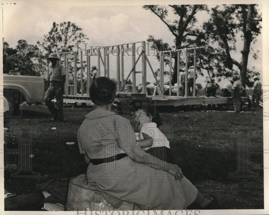 1957 Hurricane Audrey-Rita and grandmother Mrs, Matilda Primeaux. - Historic Images