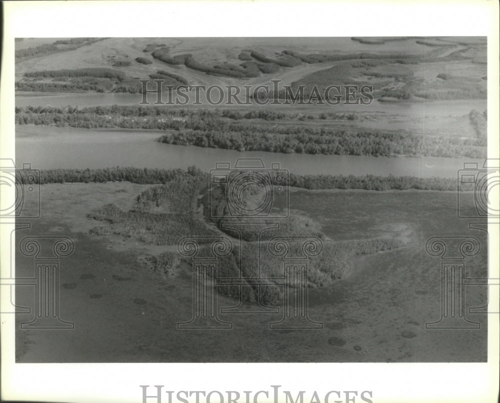 1990 Louisiana Wetlands- Aerial view of Wetlands. - Historic Images