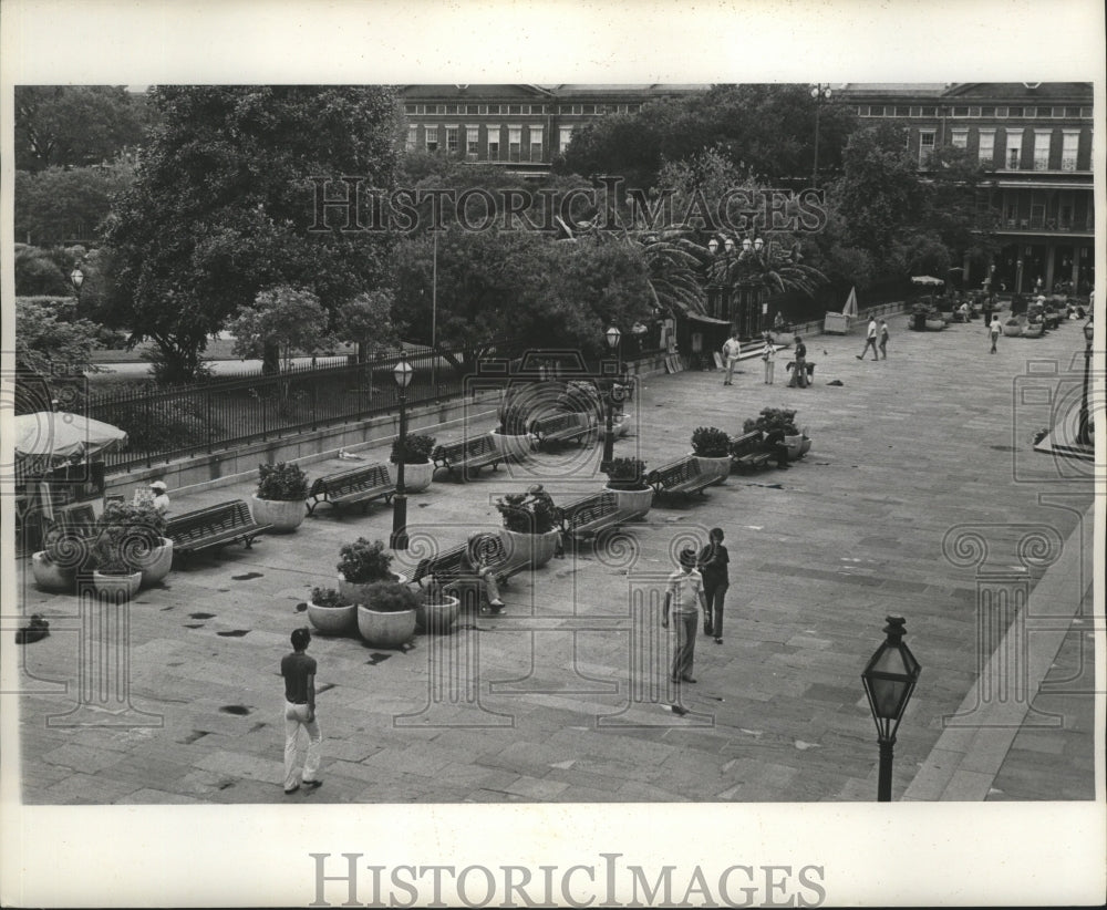 New Orleans Jackson Square-Strolling on Jackson Square wide walkway - Historic Images