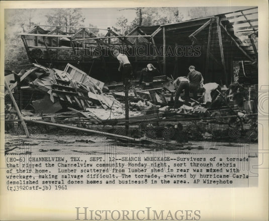 1961 Hurricane Carla, Survivors of a Tornado Sort Through Debris - Historic Images