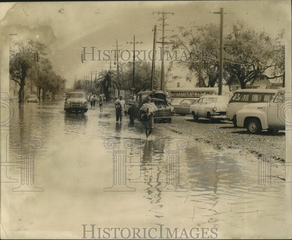 1965 Hurricane Betsy - People Walk in Flooded Street - Historic Images