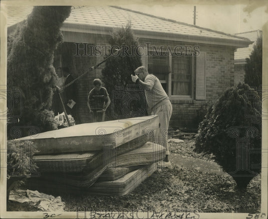 1965 Hurricane Betsy, Volunteers Led by State Senator Clean Debris - Historic Images