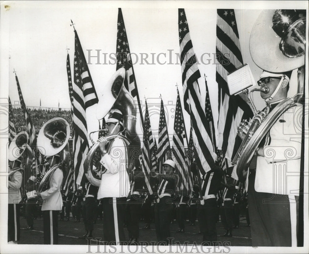 1967 Sugar Bowl - Tuba Players and American Flag Holders in Band - Historic Images