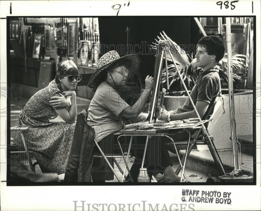 1983 Press Photo New Orleans - Artist Kate G. Ernst Sketches Jeb Evans - Historic Images