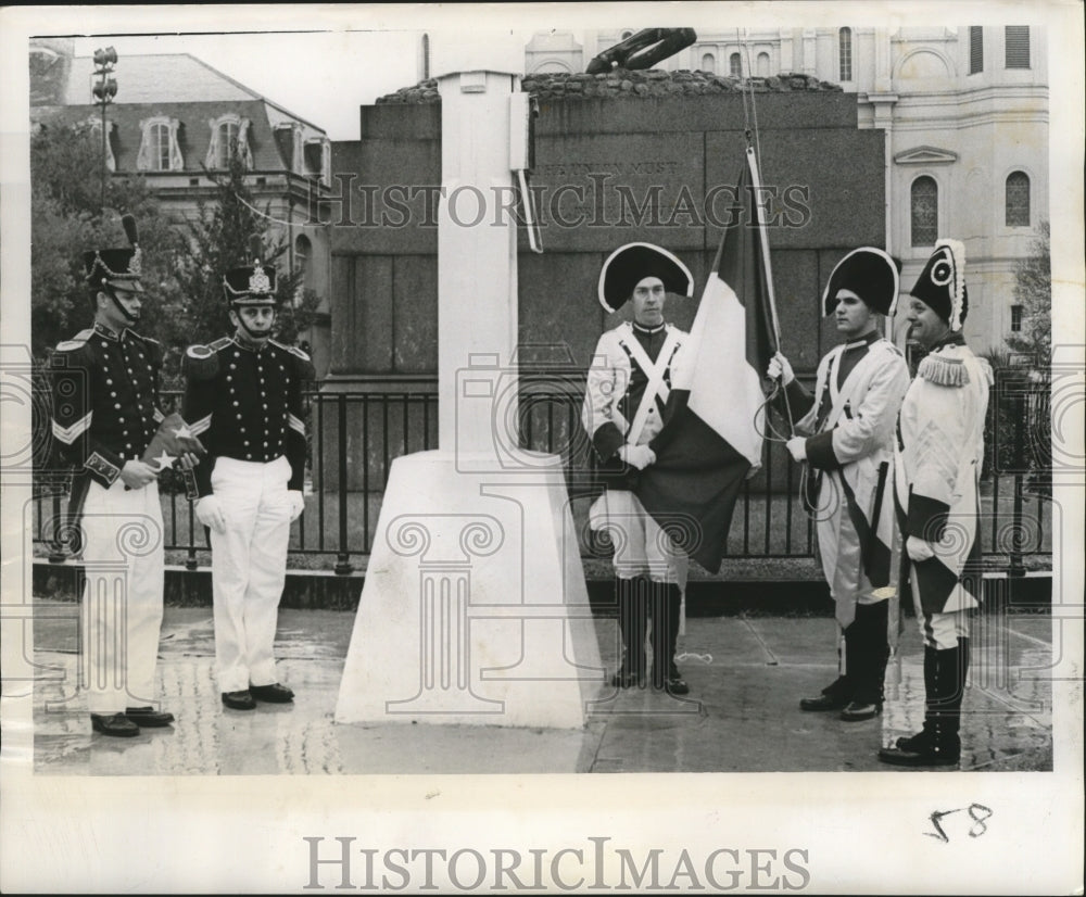 1963 New Orleans Jackson Square- Flag &amp; Cabildo Landmark Ceremony - Historic Images