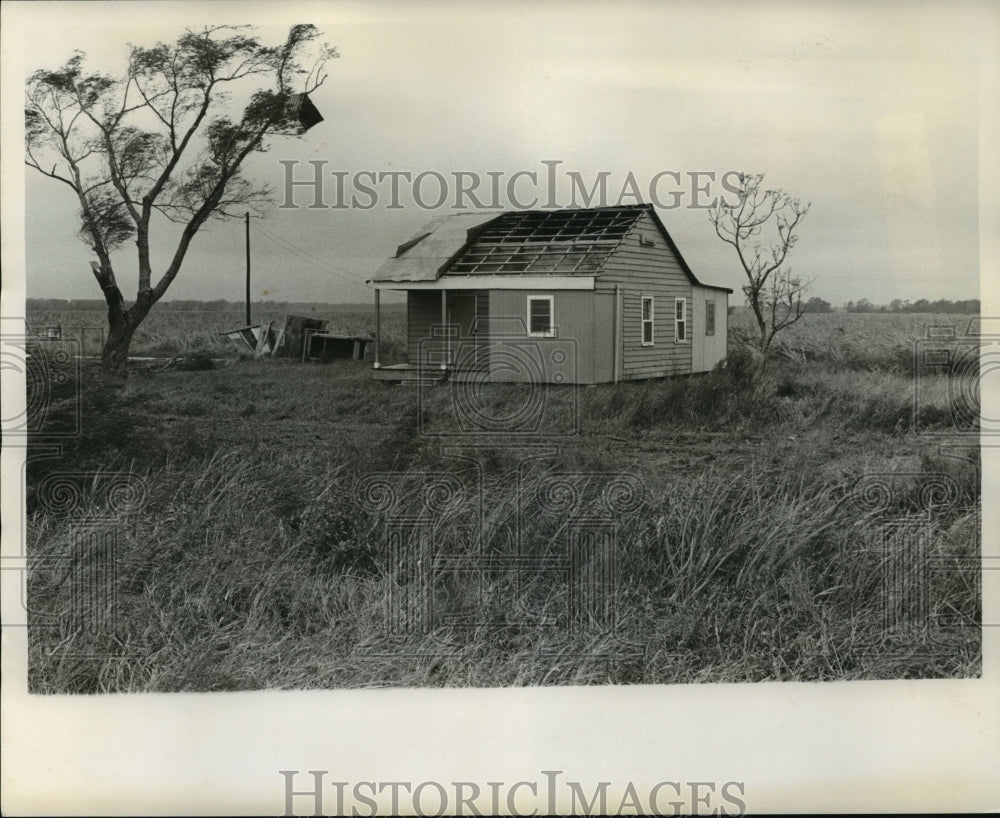 1974 Press Photo Hurricane Carmen- A cane worker&#39;s house, roofless and desolate. - Historic Images