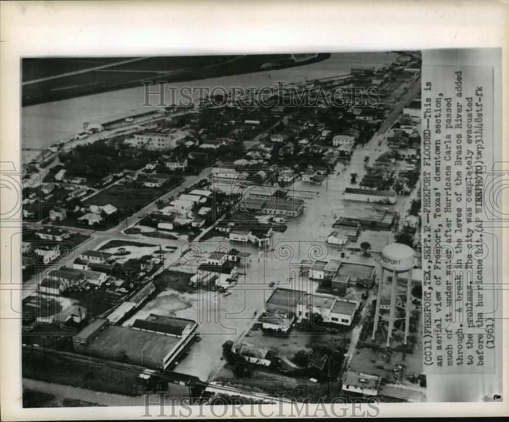 1961 Aerial view of Freeport, Texas after Hurricane Carla floods - Historic Images