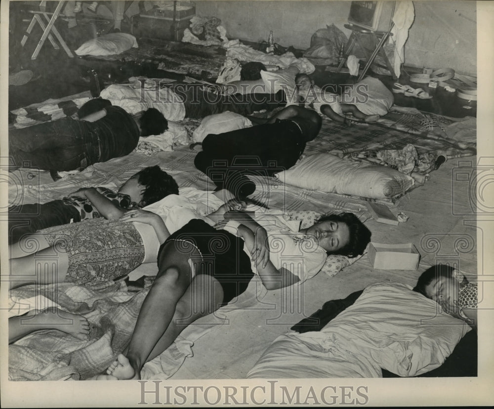 1961 Hurricane Carla- Refugees at St. Bernard High School. - Historic Images