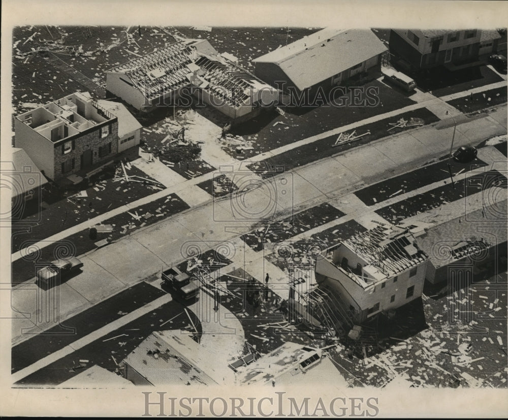 1964 Hurricane Hilda- Aerial view of damaged Wentwood homes - Historic Images