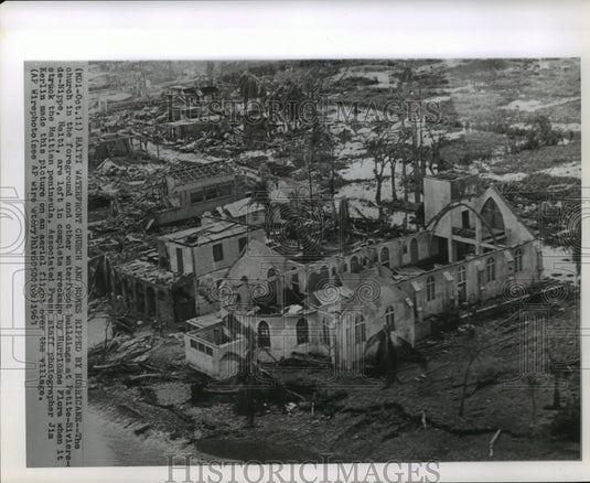 1963 Haitian church and homes destroyed by Hurricane Flora - Historic Images