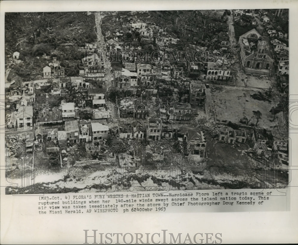 1963 Hurricane Flora aerial view of damage to Haiti - Historic Images