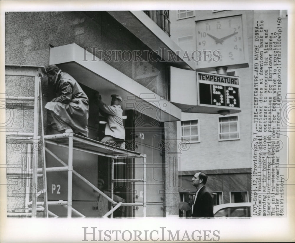 1960 Hurricane Donna - Rhode Island Bank Installs Heavy Doors - Historic Images