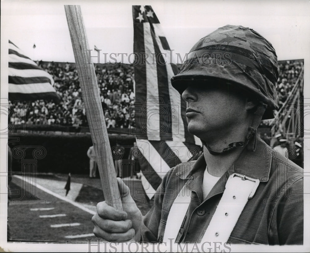 1968 Press Photo Sugar Bowl Halftime ceremony with American flags - noa04828 - Historic Images