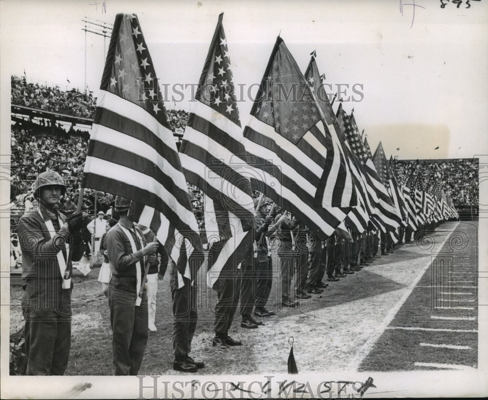 1968 Press Photo Massing of flags at the Sugar Bowl halftime show - noa04830 - Historic Images