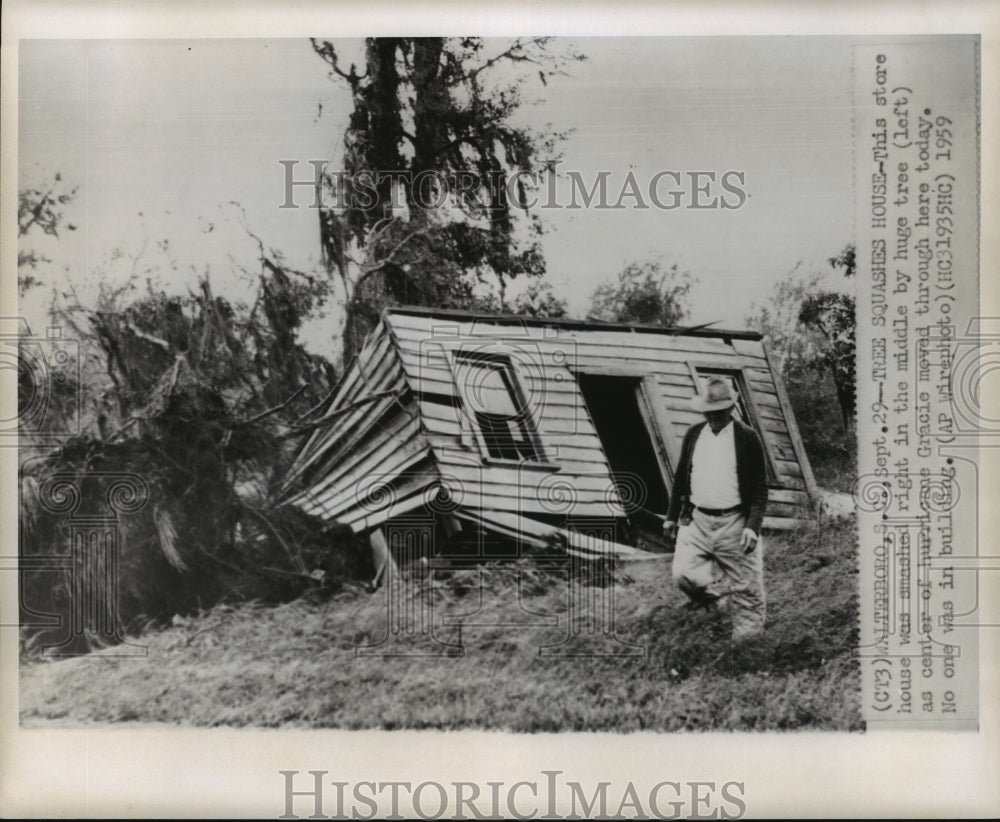 1959 Hurricane Gracie - Tree Squashes House in Walterboro - Historic Images