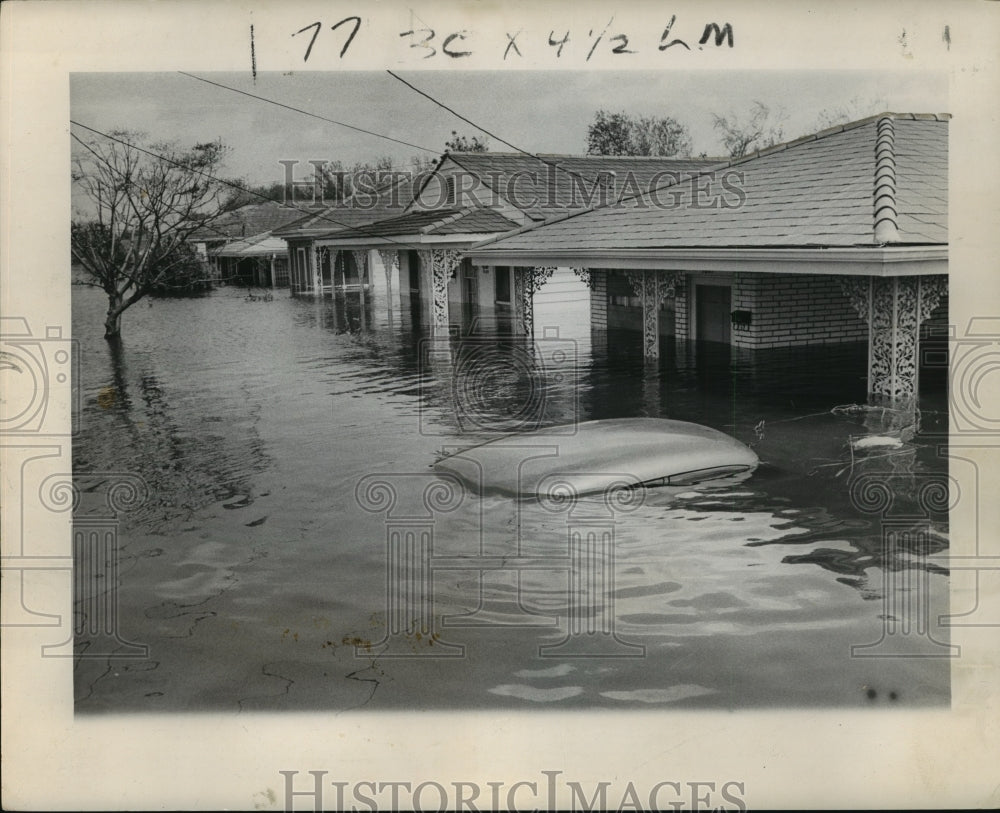 1965 Hurricane Betsy, Submerged Auto in 6800 Block North Claiborne - Historic Images