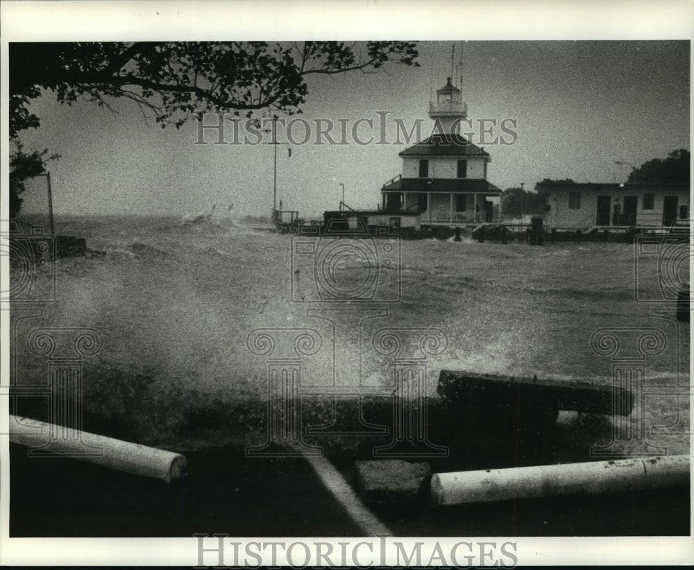 1985 Hurricane Juan - Water Splashes Over Wall - Historic Images