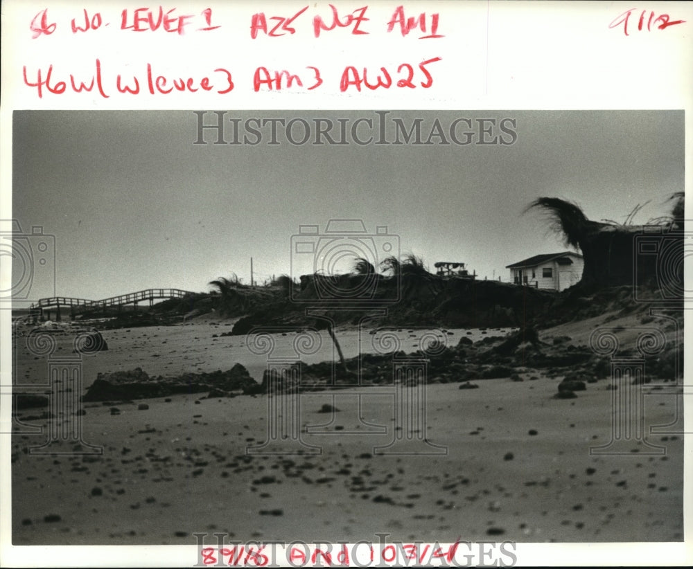 1985 Hurricane Juan - Section of Grand Isle Protection Levee Gone - Historic Images