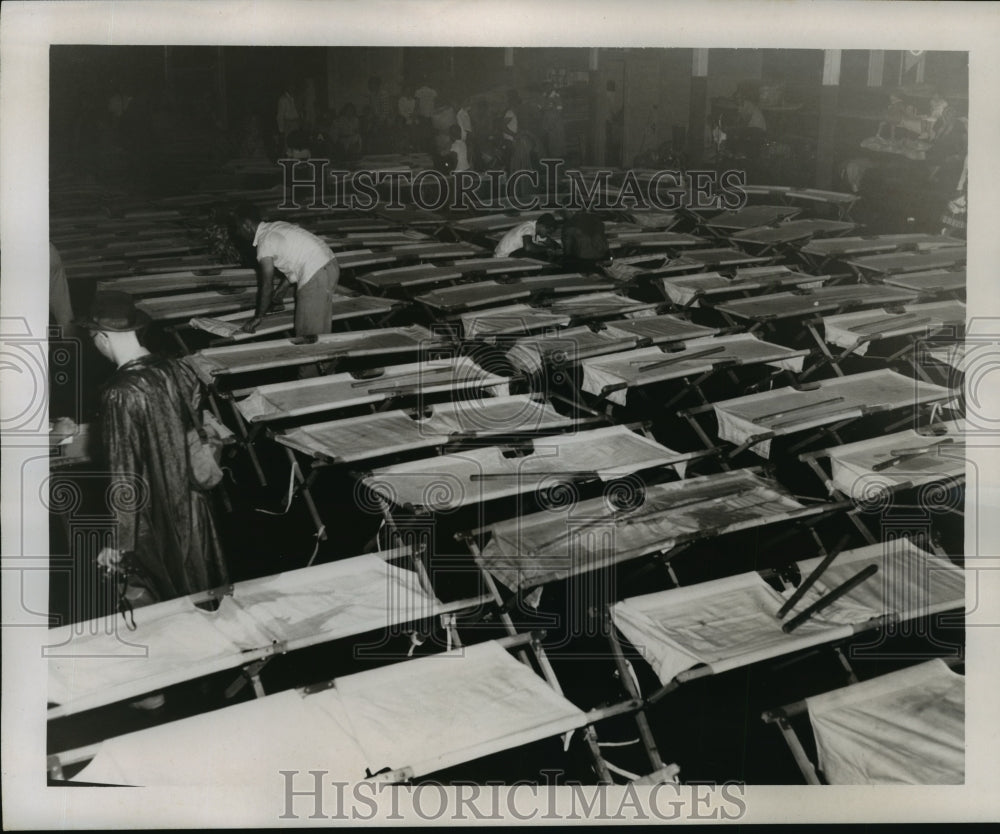 1956 Hurricane Flossy- Shelters ready for evacuees. - Historic Images