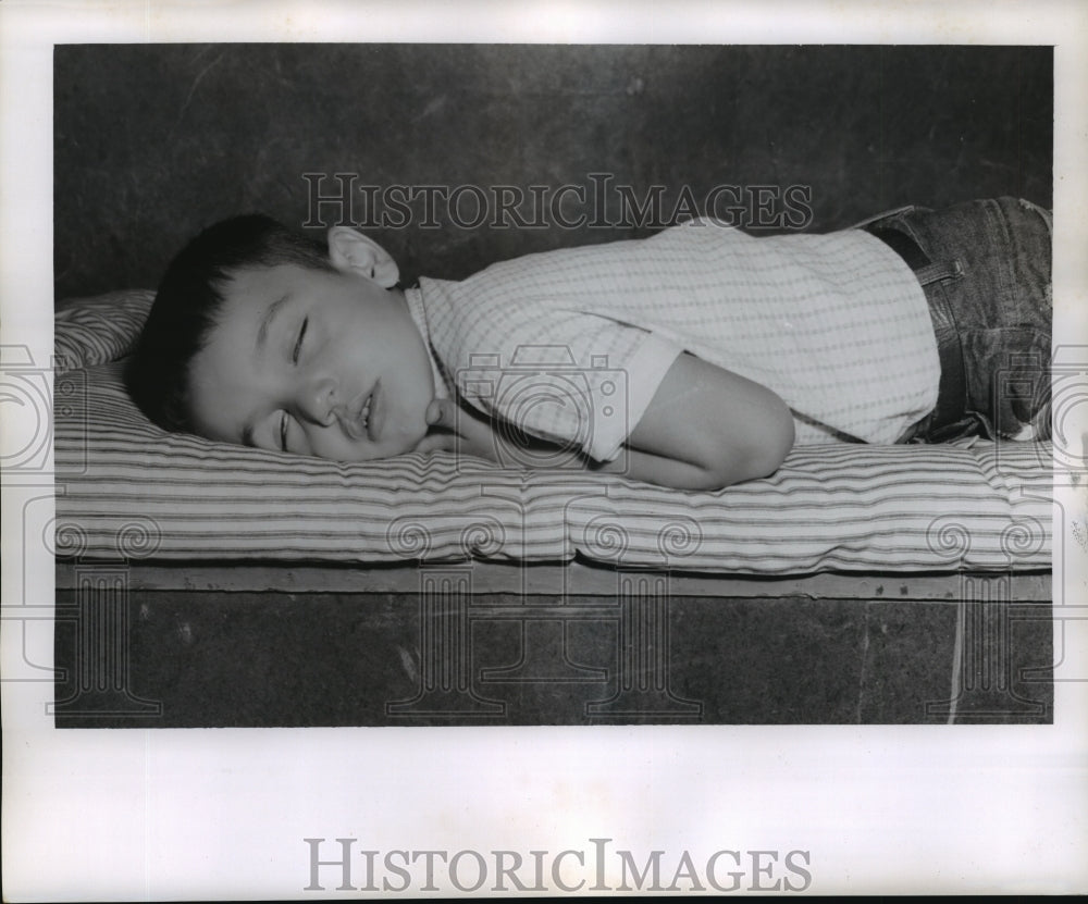 1956 Hurricane Flossy- Resting at the shelter. - Historic Images