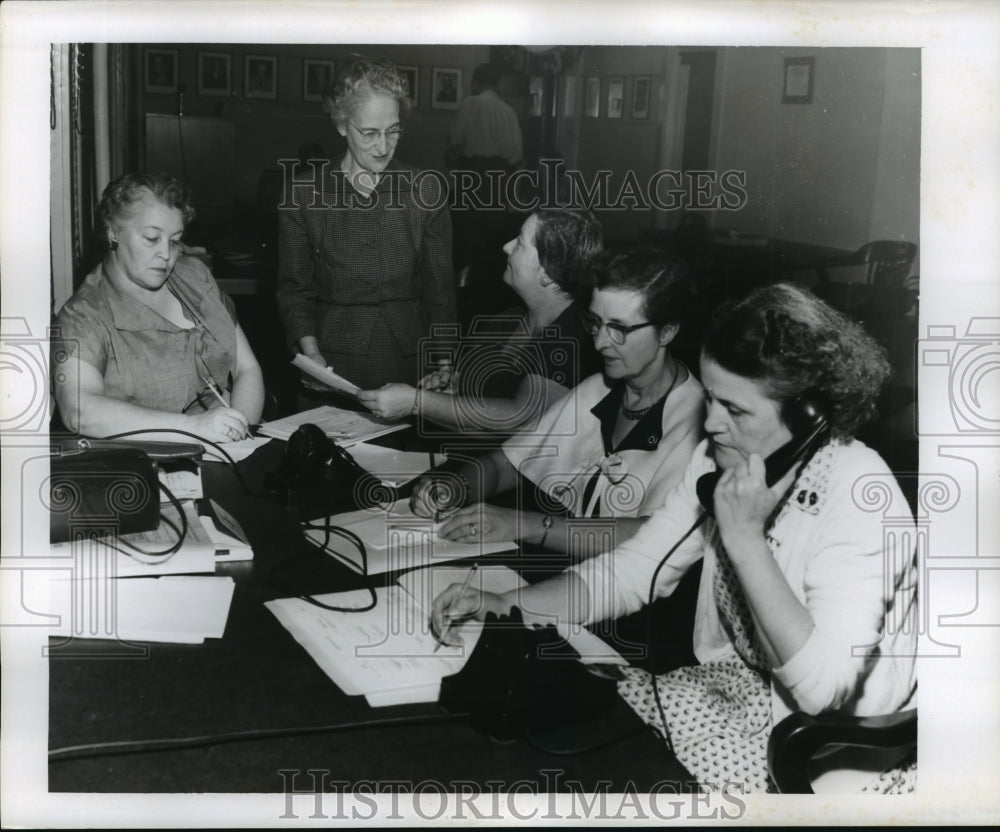 1956 Hurricane Flossy, Ladies on the Phone Taking Calls - Historic Images