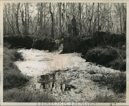 1965 Press Photo Hurricane readiness- Officials eye Westwego levee break. - Historic Images