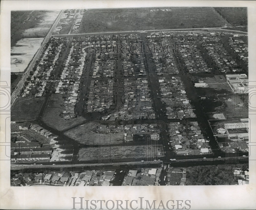 1965 Hurricane Betsy-Aerial view of Donna Villa. - Historic Images