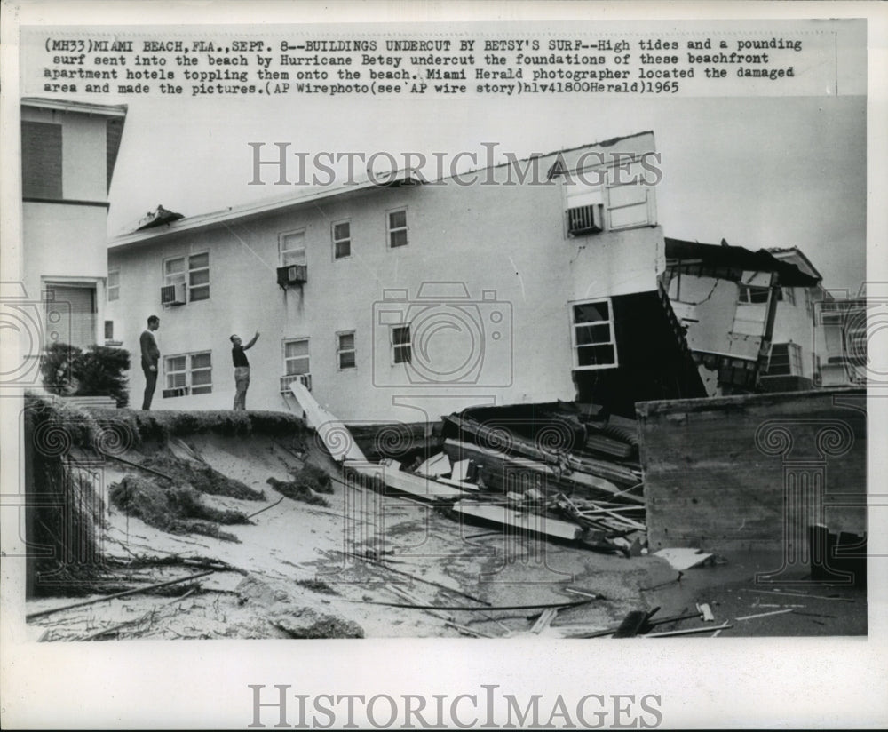 1965 Hurricane Betsy- Buildings undercut by Betsy&#39;s surf. - Historic Images