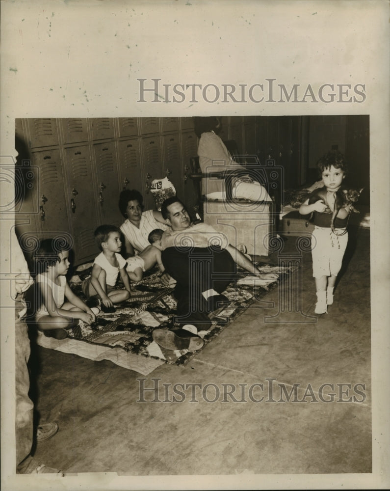 1960 Hurricane Ethel- Family in evacuation center at Bay St. Louis. - Historic Images