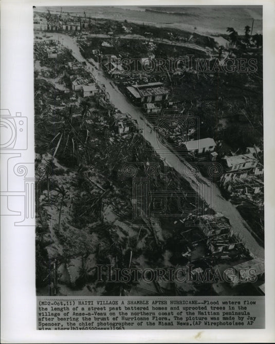 1963 Hurricane Flora- Haiti village a shambles after hurricane. - Historic Images