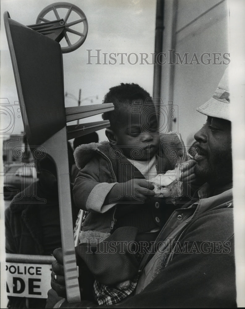 1975 Press Photo Doll and Toy Fund- Little boy with his toys. - noa05555 - Historic Images