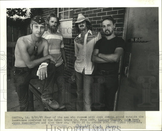 1981 Press Photo Four of the men who roomed with escaped convict Jack Abbott. - Historic Images