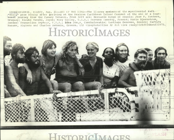1973 Crew of Raft Acali Arrive in Cozumel From Canary Islands ...
