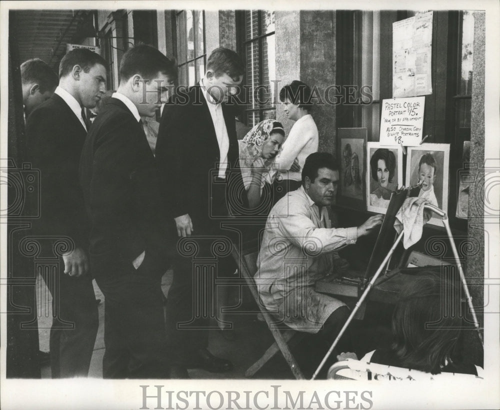 1966 Sugar Bowl - Visitors Watch Artist Make a Portrait - Historic Images